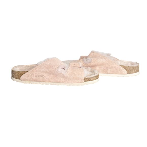 Birkenstock Arizona Shearling Fur Cozy Sandal Blush Rose Pink 7 - Picture 2 of 9